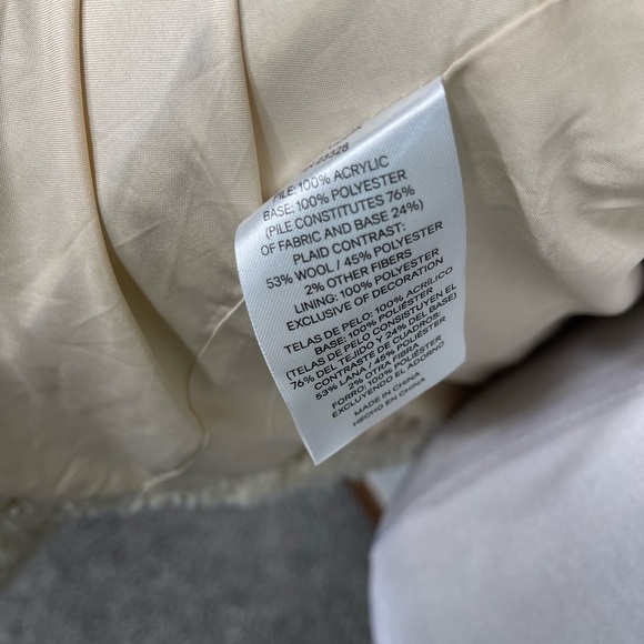 Pendleton Ladies' Softshell Fuzzy Full Zip Sherpa Jacket Beige Wool Plaid Sz S - Picture 8 of 11